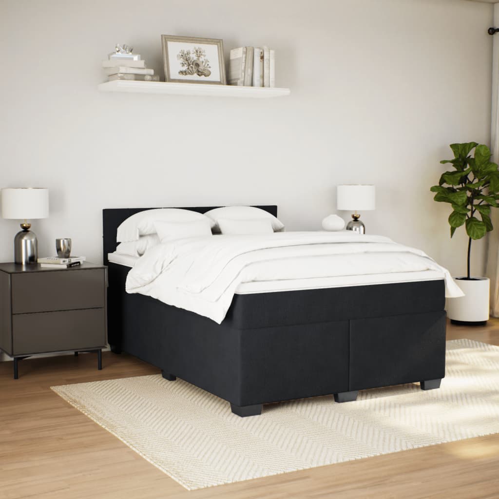 kontinentalseng med madras 140x190 cm fløjl sort