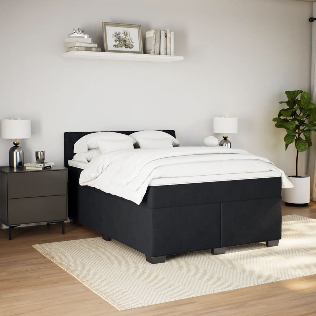 kontinentalseng med madras 140x190 cm fløjl sort