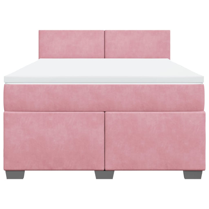 kontinentalseng med madras 160x200 cm fløjl lyserød