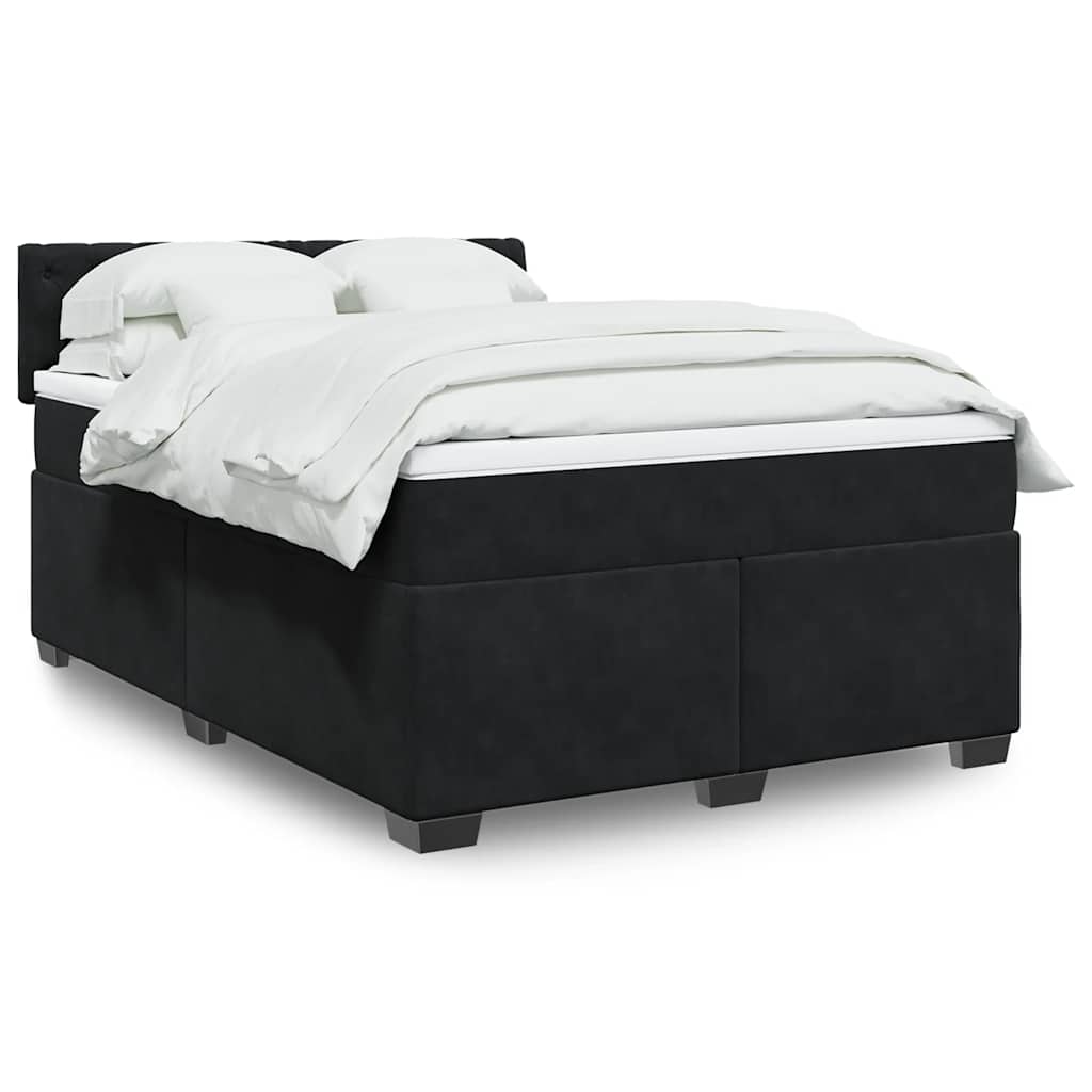 kontinentalseng med madras 160x200 cm fløjl sort
