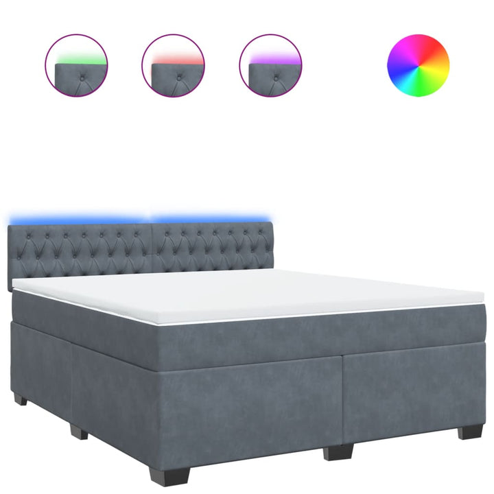 kontinentalseng med madras 180x200 cm fløjl mørkegrå