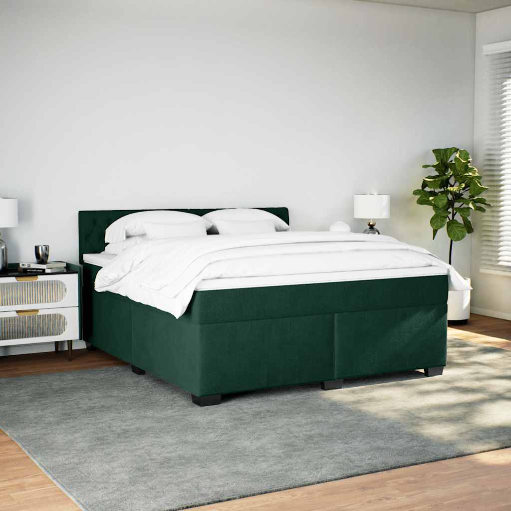 kontinentalseng med madras 180x200 cm fløjl mørkegrøn