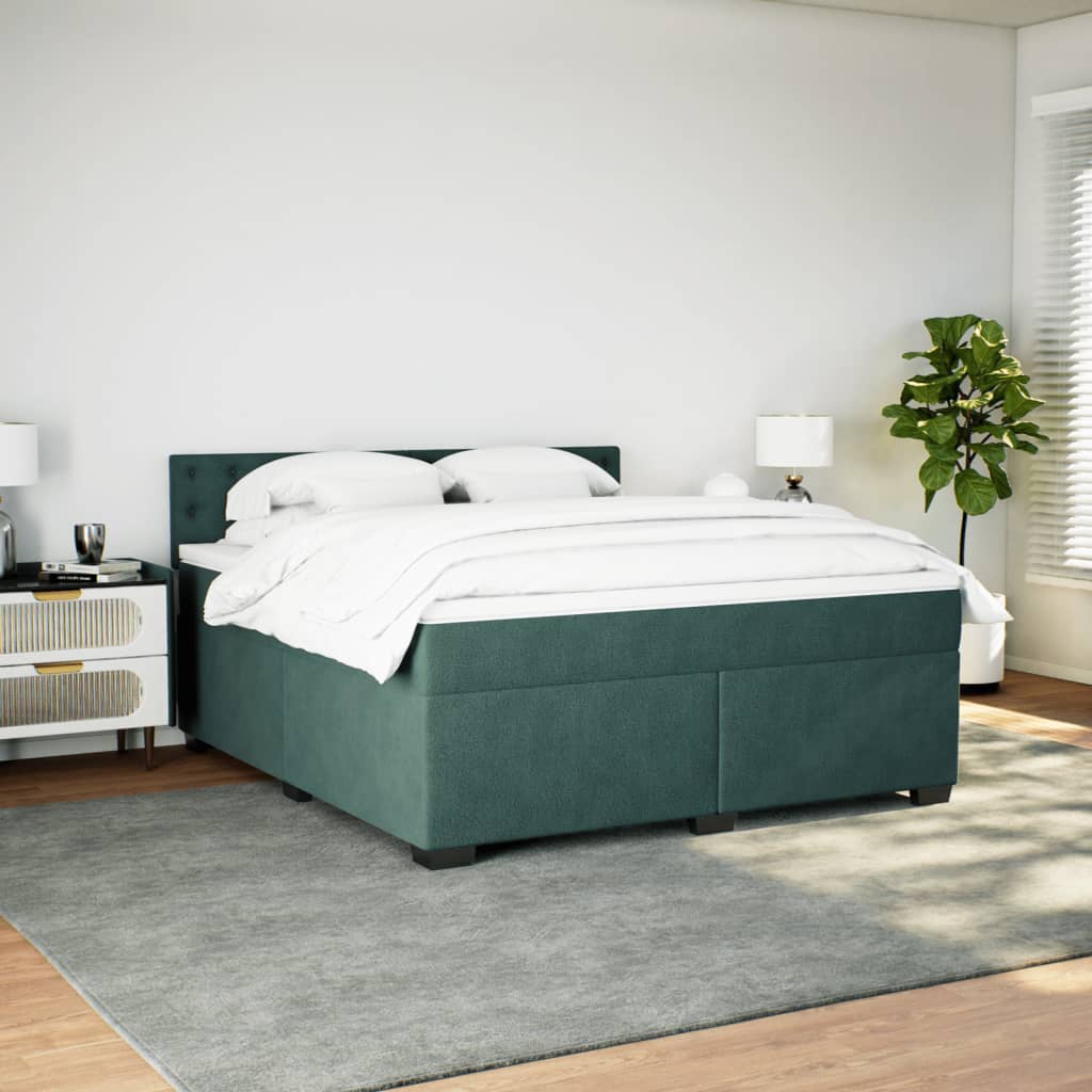 kontinentalseng med madras 180x200 cm fløjl mørkegrøn