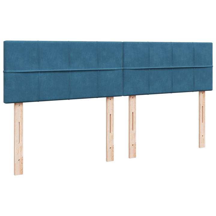 kontinentalseng med madras 200x200 cm fløjl blå