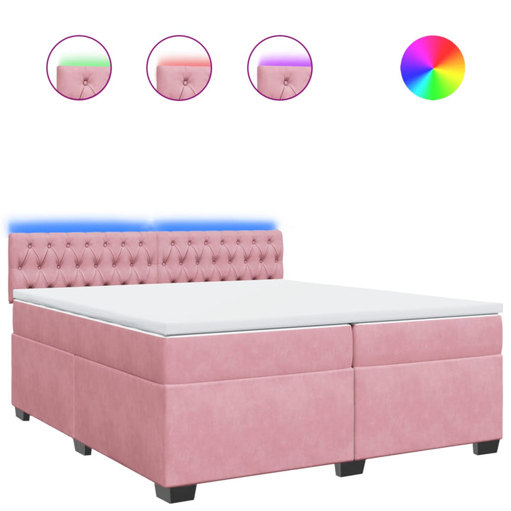 kontinentalseng med madras 200x200 cm fløjl lyserød