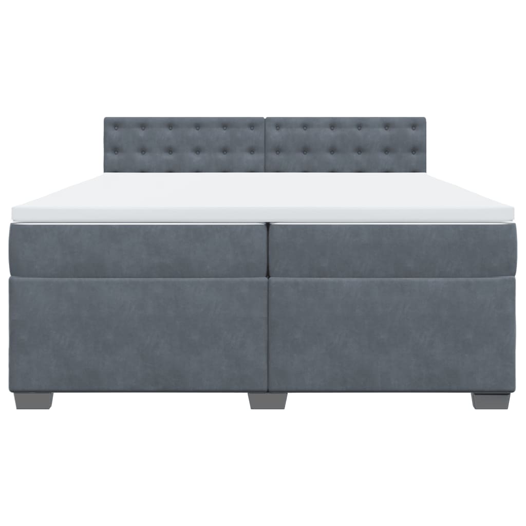 kontinentalseng med madras 200x200 cm fløjl mørkegrå