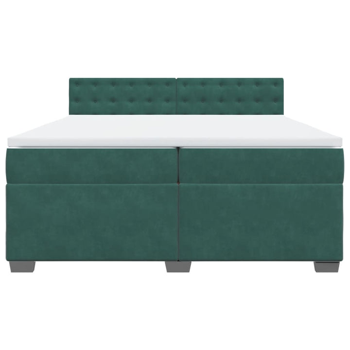 kontinentalseng med madras 200x200 cm fløjl mørkegrøn