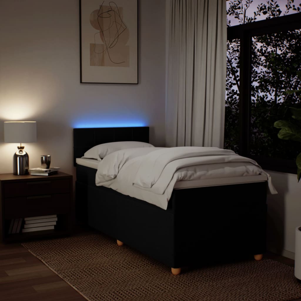 kontinentalseng med madras 80x200 cm stof sort