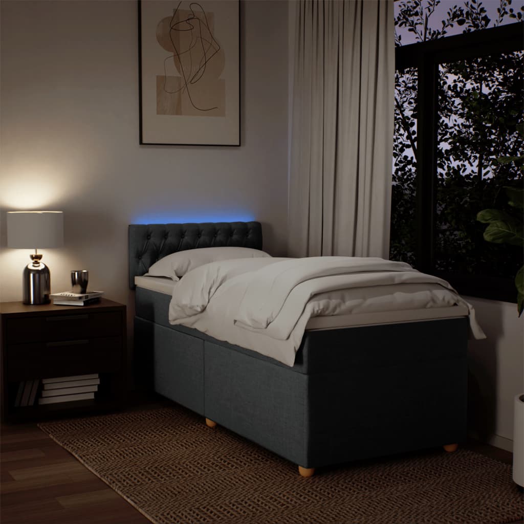 kontinentalseng med madras 80x200 cm stof mørkegrå