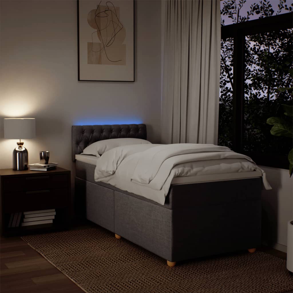 kontinentalseng med madras 80x200 cm stof gråbrun