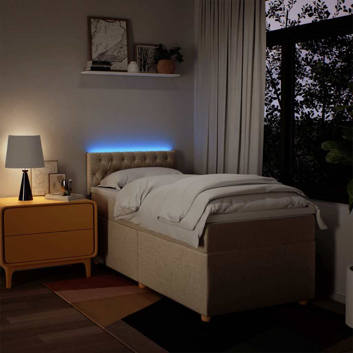 kontinentalseng med madras 80x200 cm stof cremefarvet