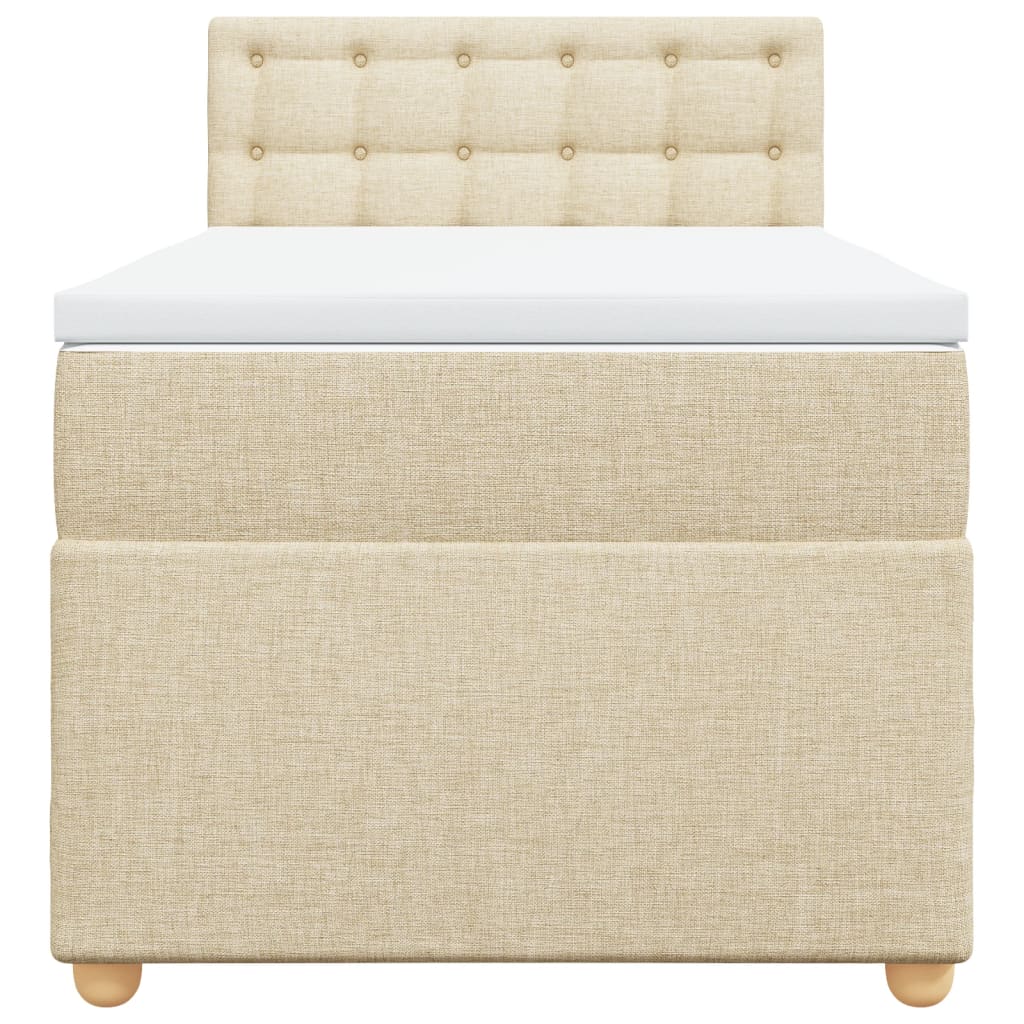 kontinentalseng med madras 80x200 cm stof cremefarvet