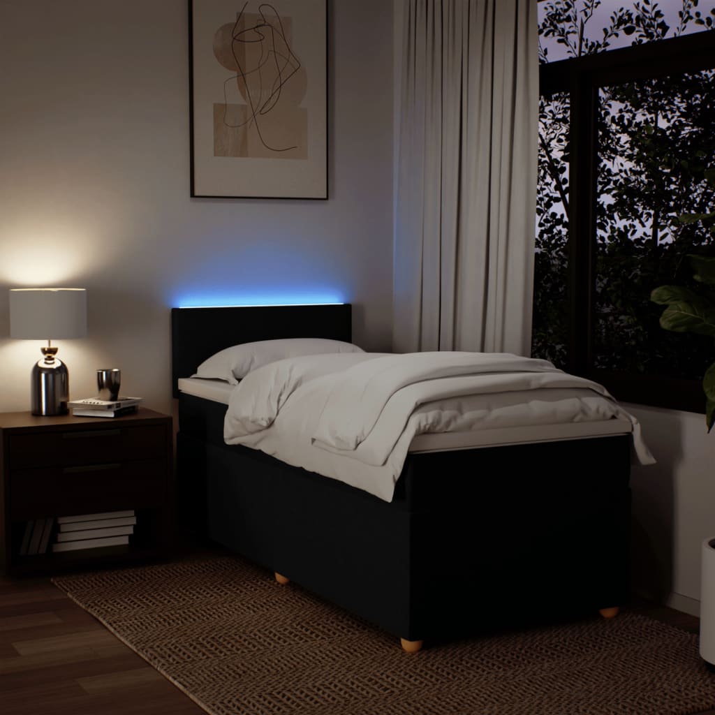 kontinentalseng med madras 90x190 cm stof sort