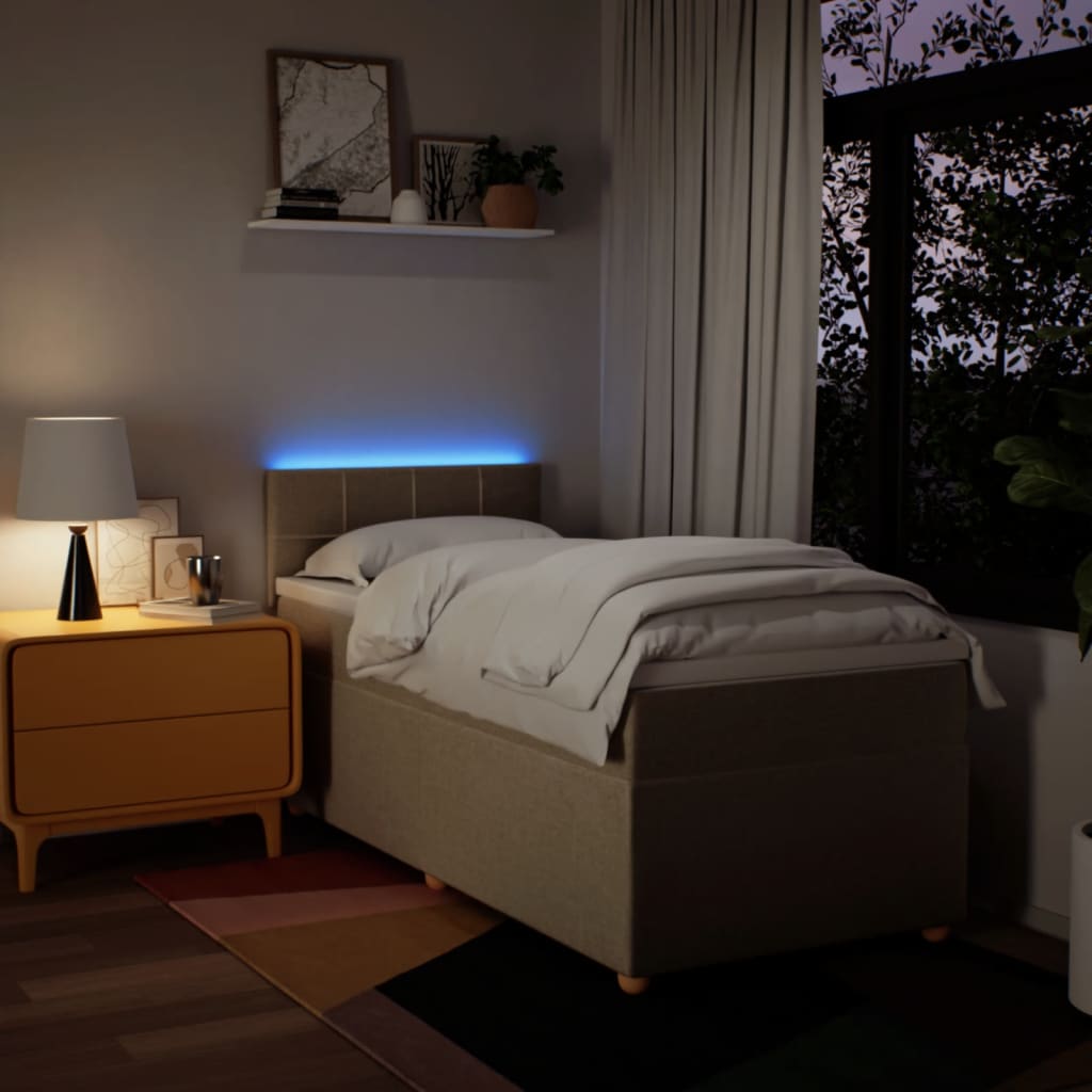 kontinentalseng med madras 90x190 cm stof cremefarvet