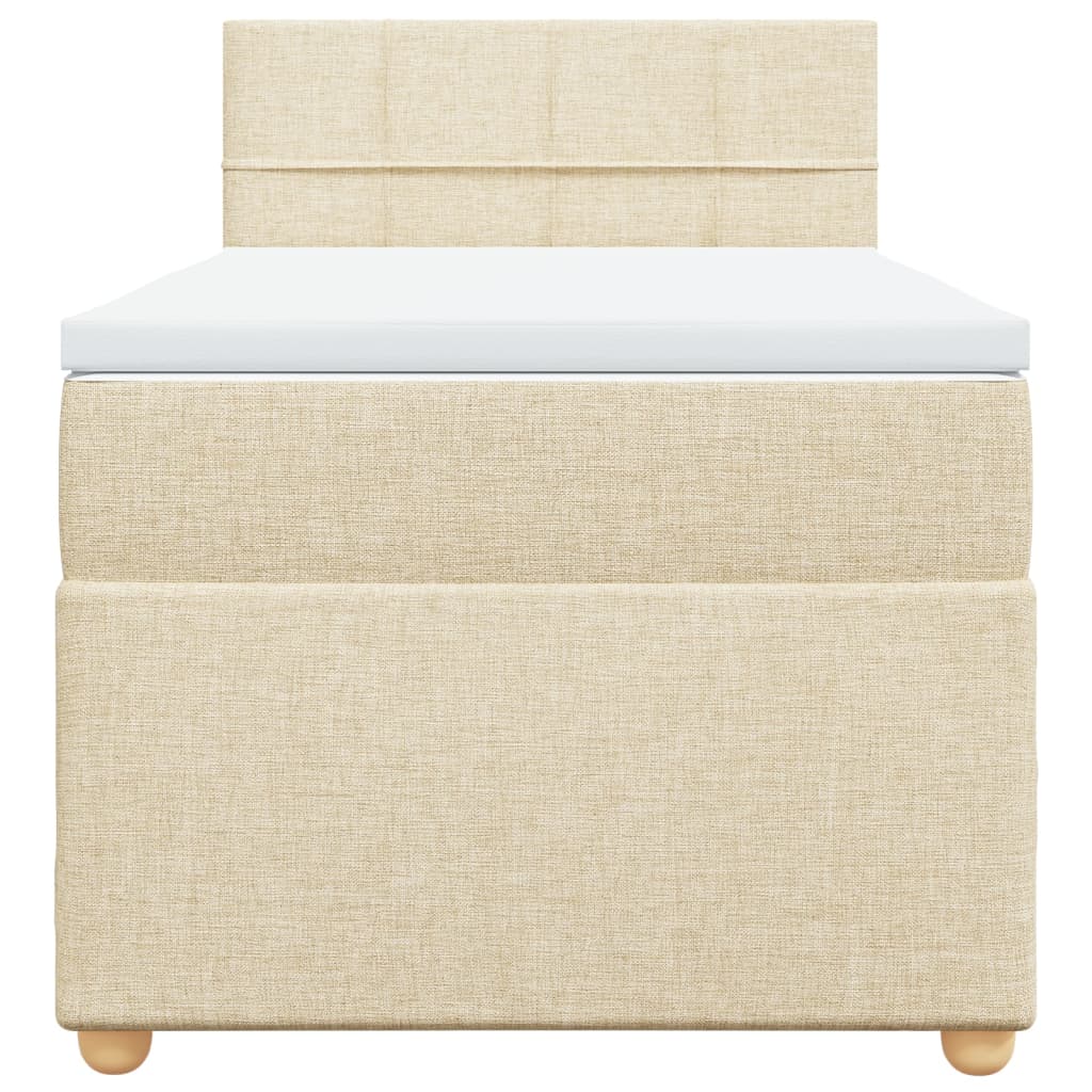 kontinentalseng med madras 90x190 cm stof cremefarvet