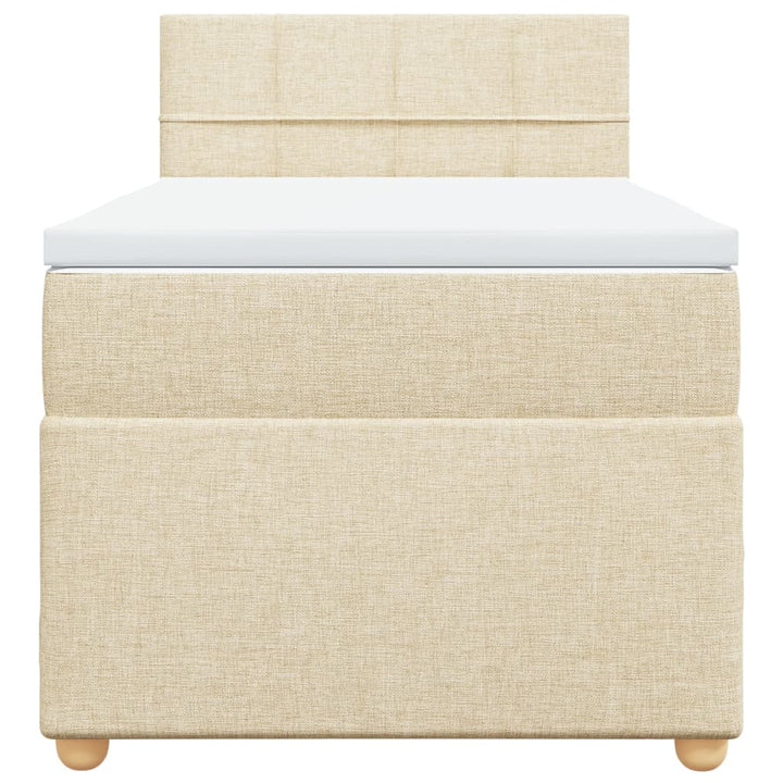 kontinentalseng med madras 90x190 cm stof cremefarvet