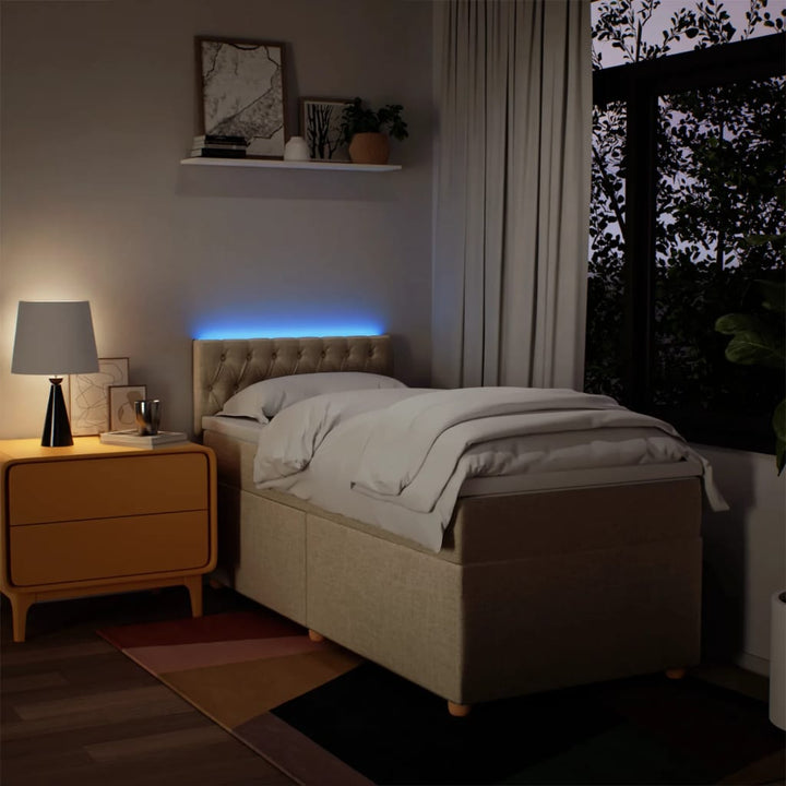 kontinentalseng med madras 90x190 cm stof cremefarvet