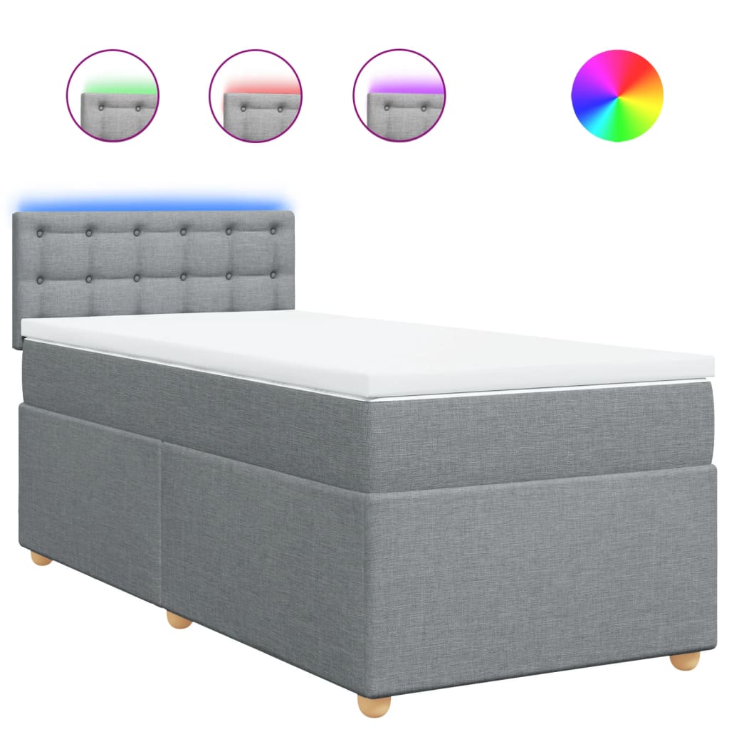 kontinentalseng med madras 90x190 cm stof lysegrå