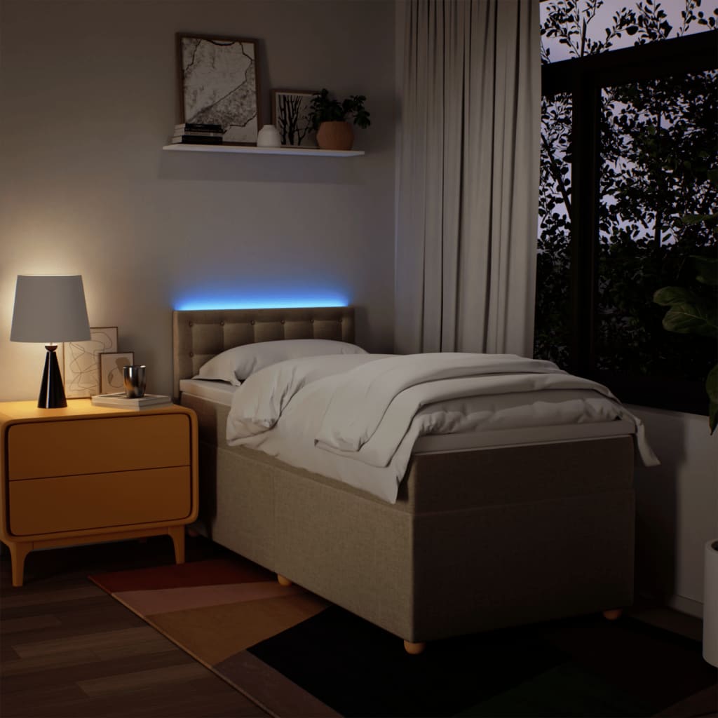 kontinentalseng med madras 90x190 cm stof cremefarvet