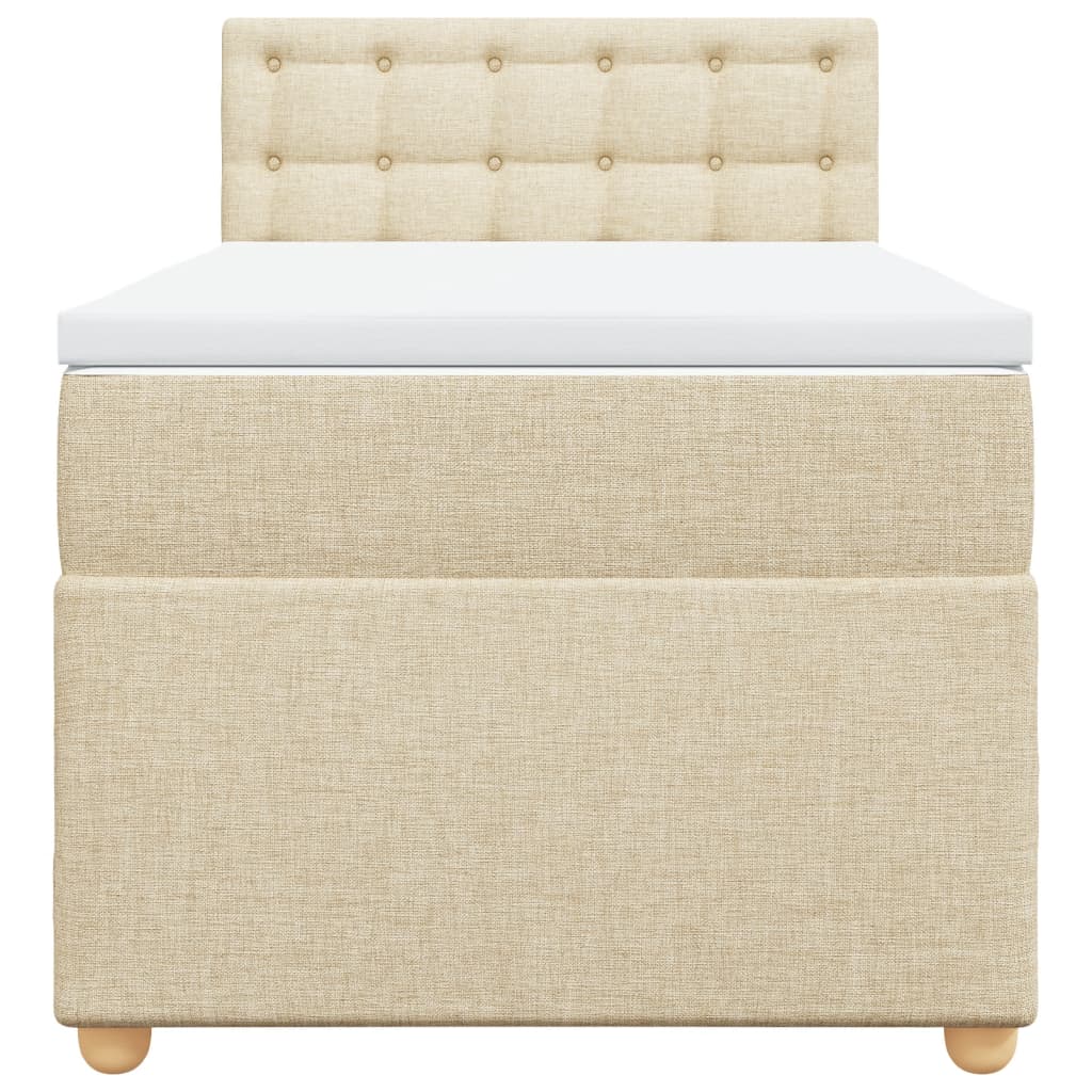 kontinentalseng med madras 90x190 cm stof cremefarvet