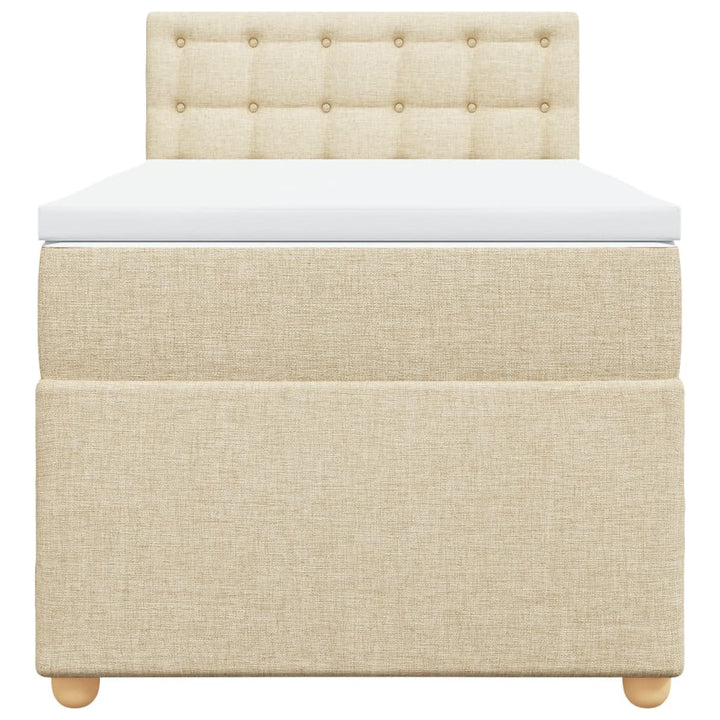 kontinentalseng med madras 90x190 cm stof cremefarvet