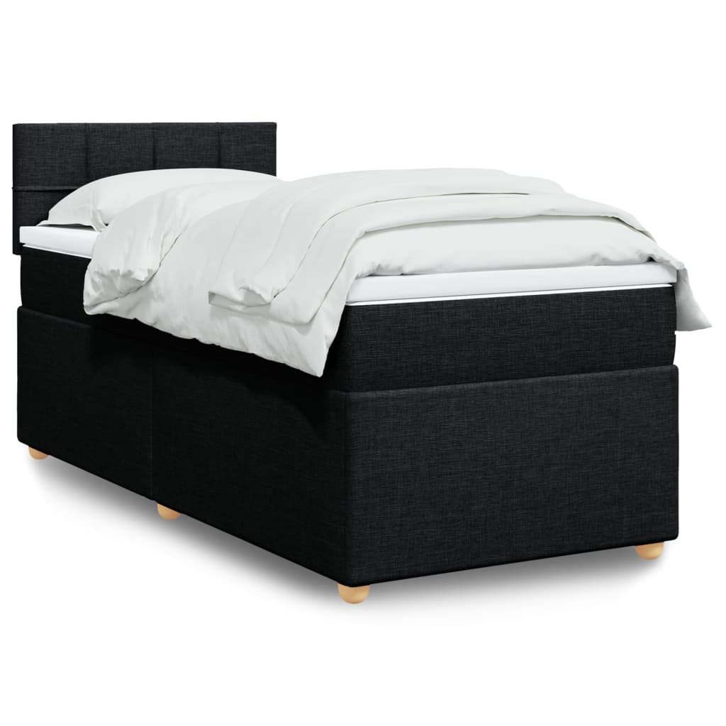 kontinentalseng med madras 90x200 cm stof sort