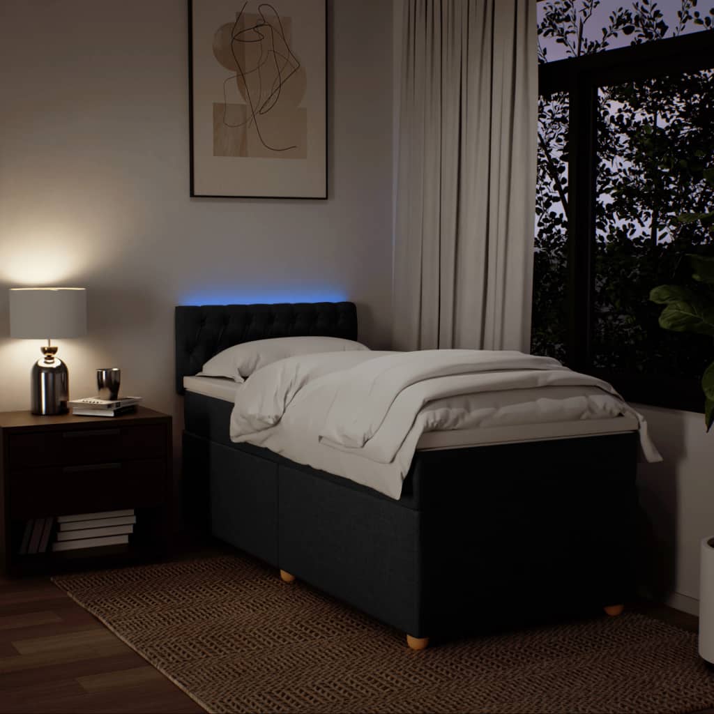 kontinentalseng med madras 90x200 cm stof sort