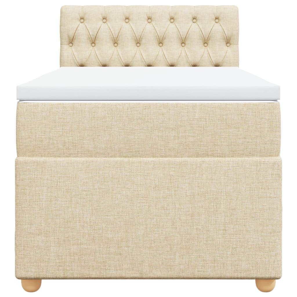 kontinentalseng med madras 90x200 cm stof cremefarvet