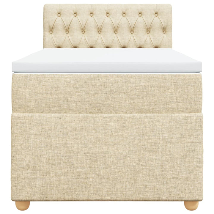 kontinentalseng med madras 90x200 cm stof cremefarvet