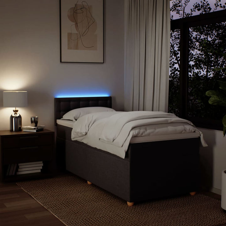 kontinentalseng med madras 90x200 cm stof mørkebrun