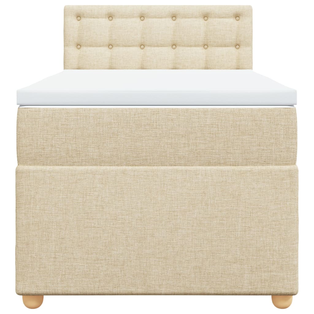 kontinentalseng med madras 90x200 cm stof cremefarvet