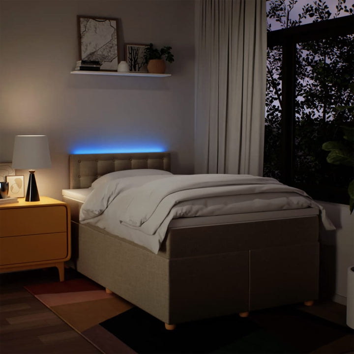 kontinentalseng med madras 120x190 cm stof cremefarvet