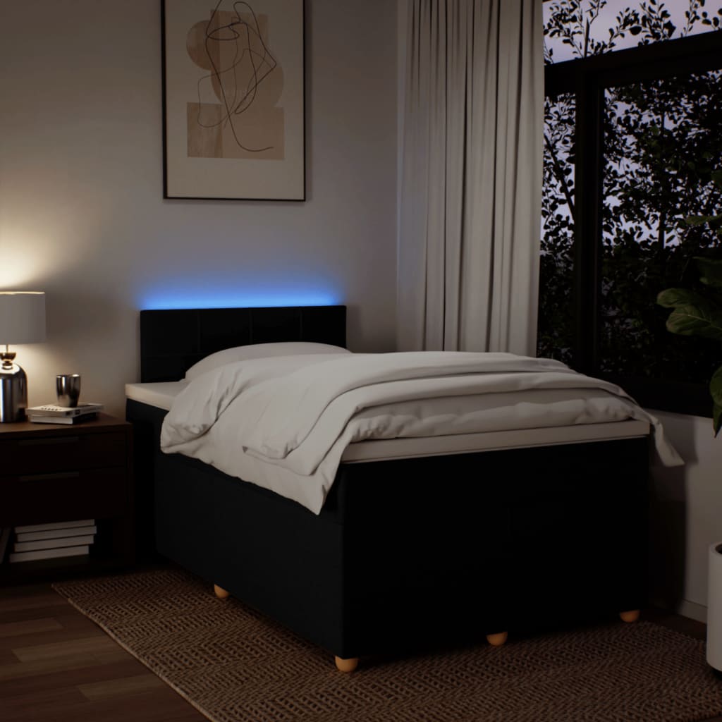 kontinentalseng med madras 120x200 cm stof sort