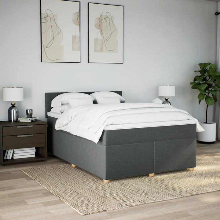 kontinentalseng med madras 140x190 cm stof mørkegrå