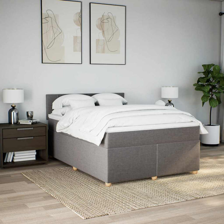 kontinentalseng med madras 140x190 cm stof gråbrun