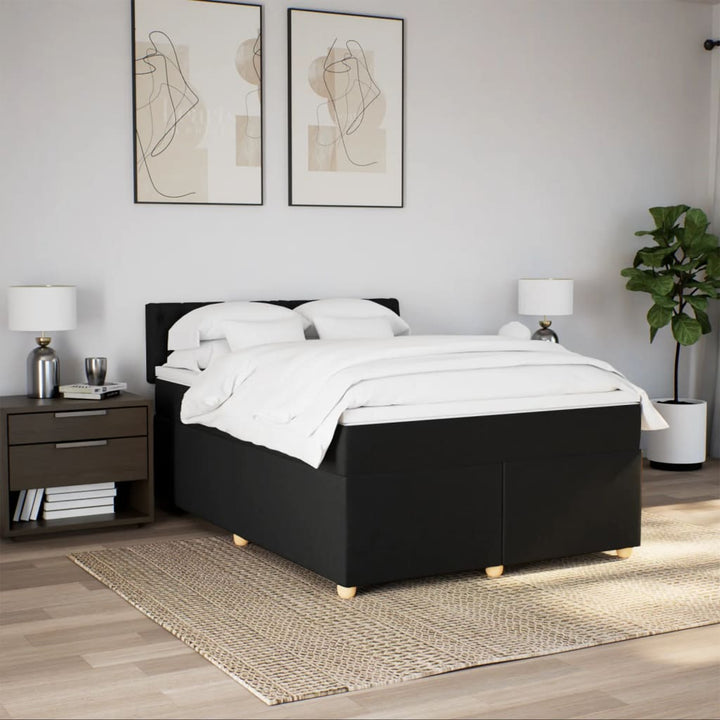 kontinentalseng med madras 140x190 cm stof sort