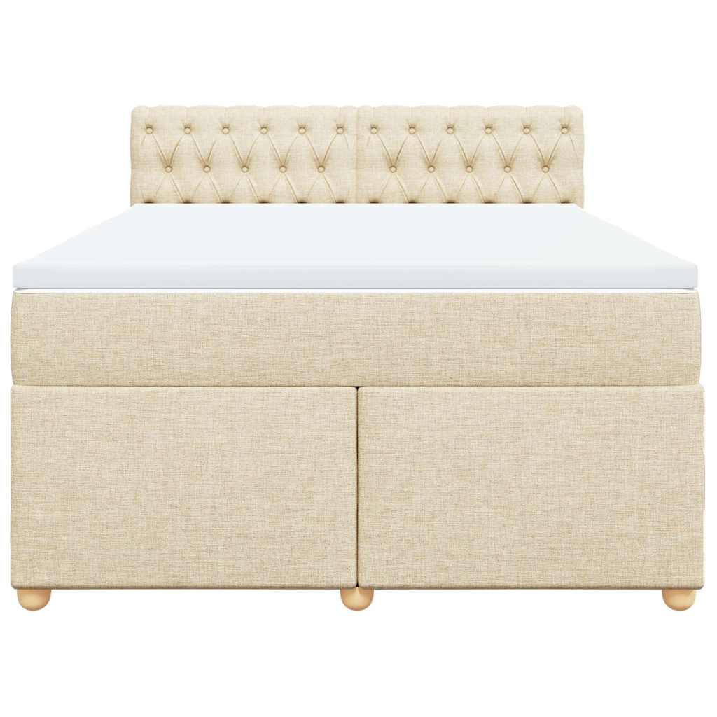 kontinentalseng med madras 140x190 cm stof cremefarvet