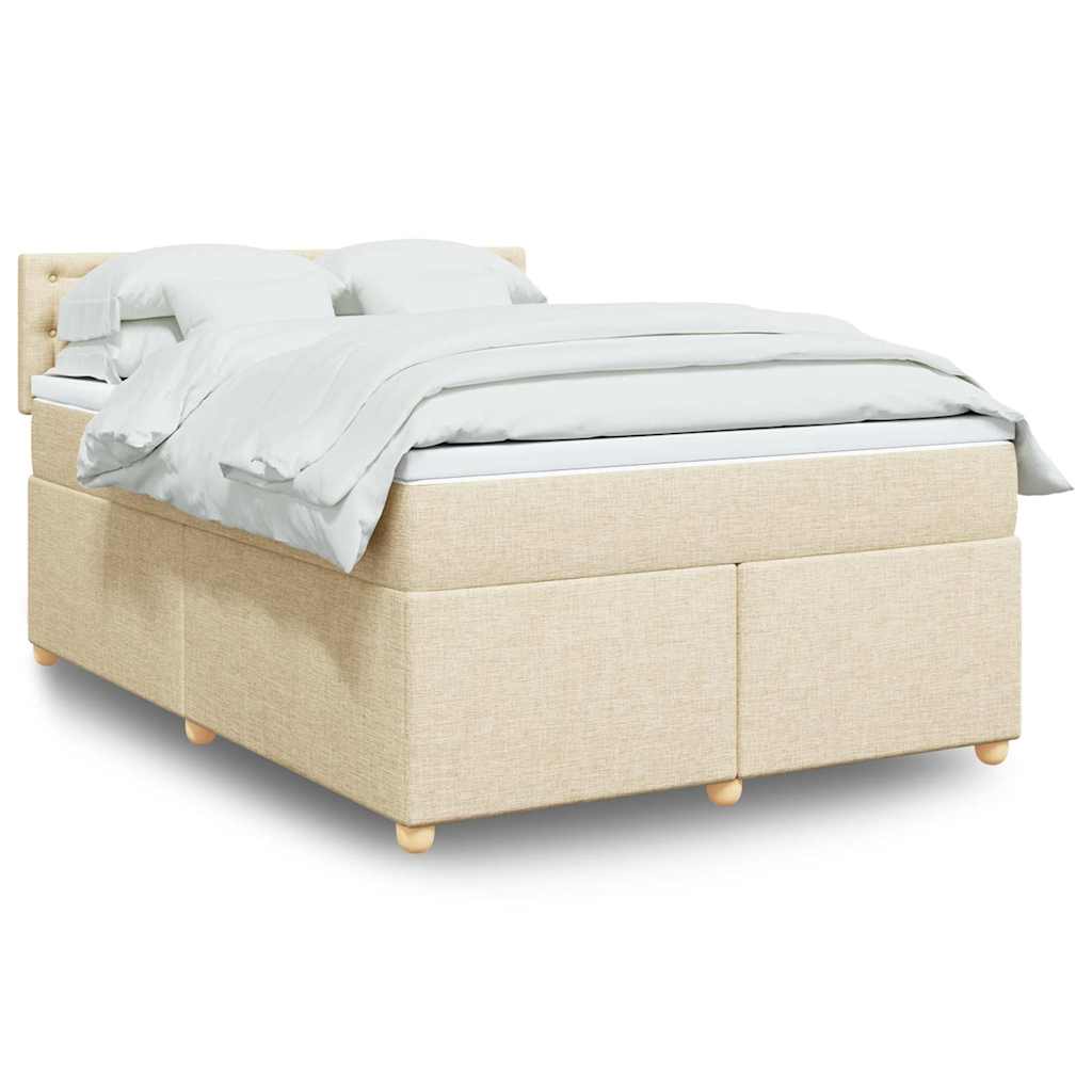 kontinentalseng med madras 140x190 cm stof cremefarvet