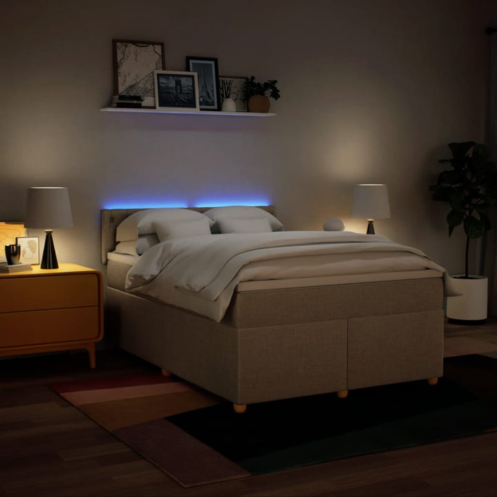 kontinentalseng med madras 140x200 cm stof cremefarvet