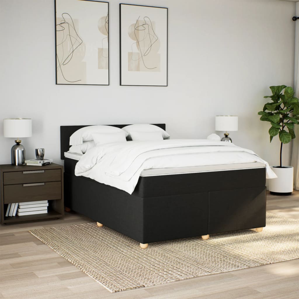 kontinentalseng med madras 160x200 cm stof sort
