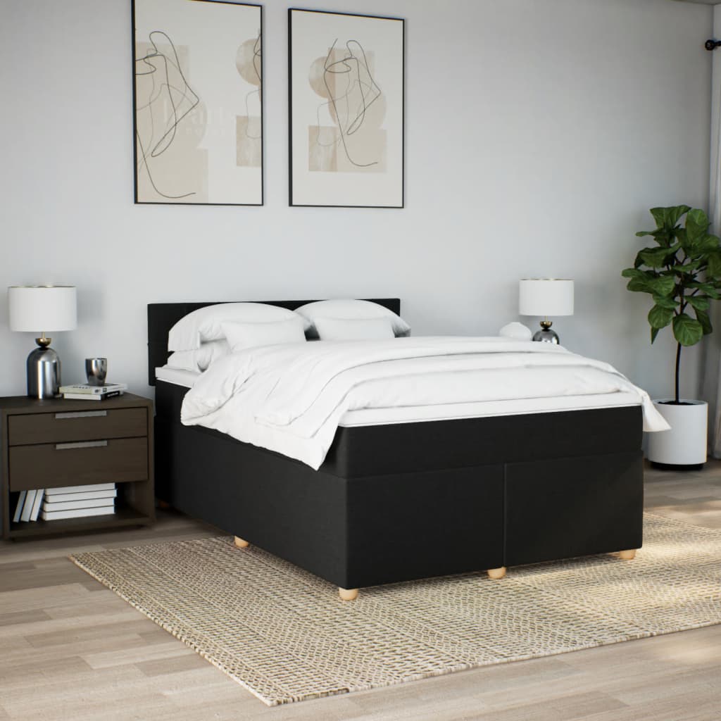 kontinentalseng med madras 160x200 cm stof sort