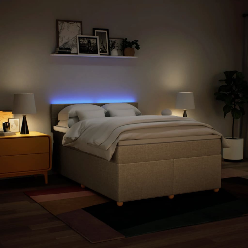 kontinentalseng med madras 160x200 cm stof cremefarvet