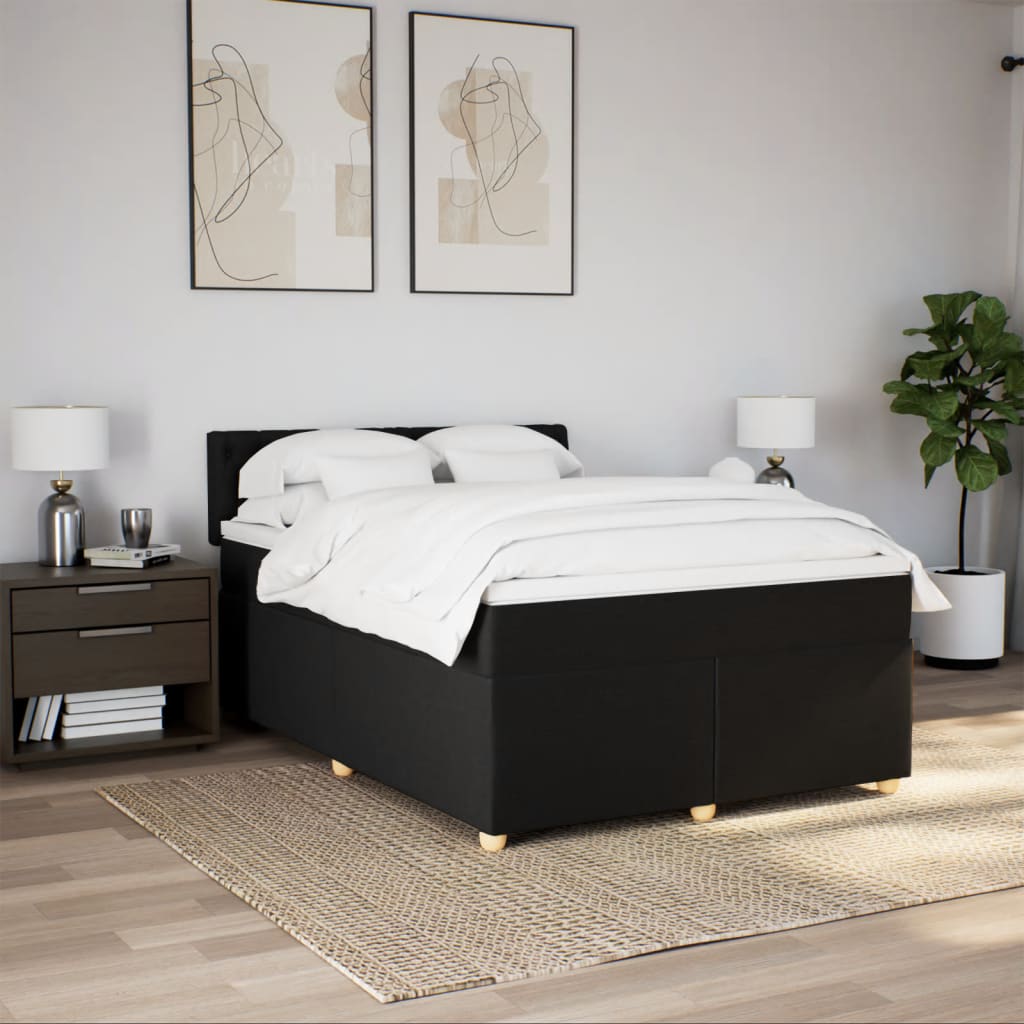 kontinentalseng med madras 160x200 cm stof sort