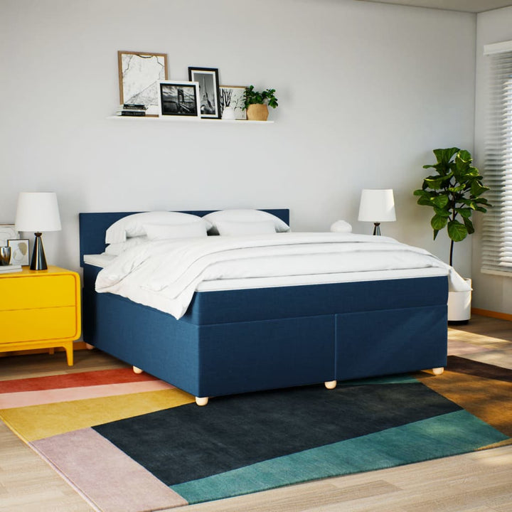 kontinentalseng med madras 180x200 cm stof blå