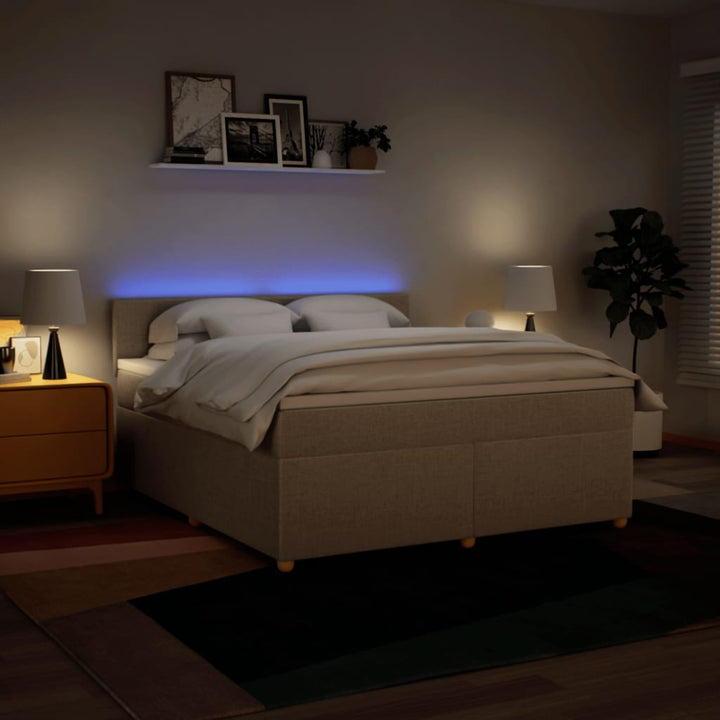 kontinentalseng med madras 180x200 cm stof cremefarvet