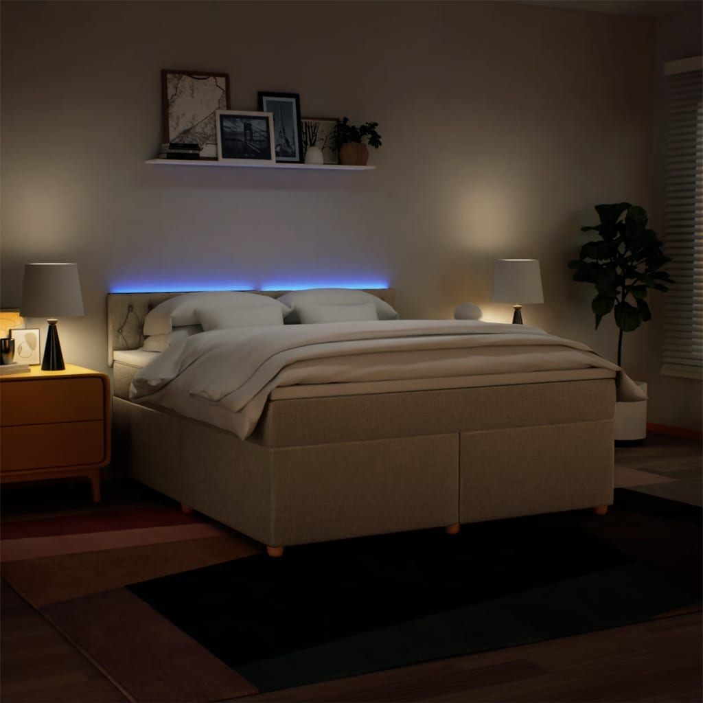kontinentalseng med madras 180x200 cm stof cremefarvet