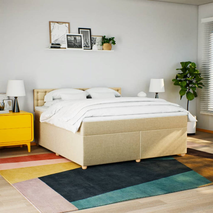 kontinentalseng med madras 180x200 cm stof cremefarvet