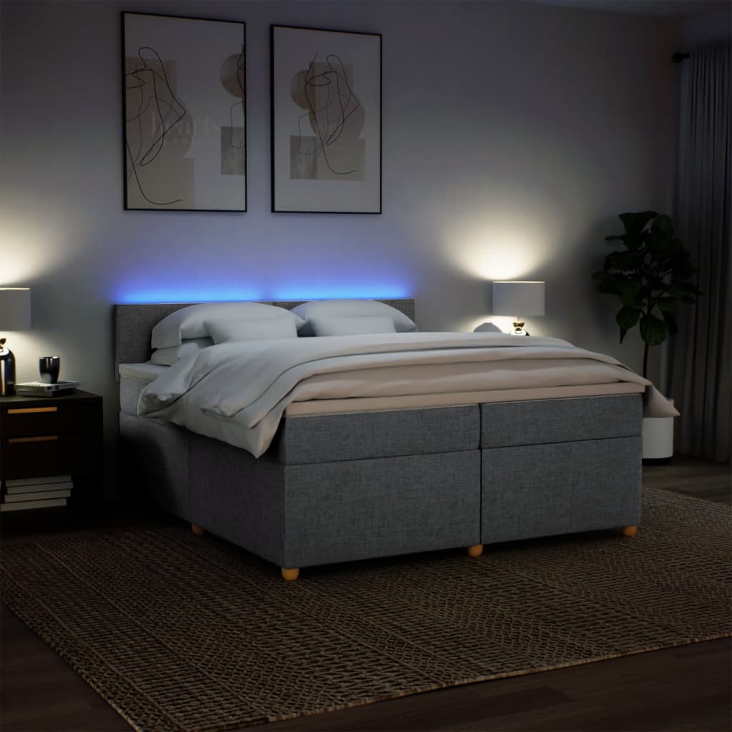 kontinentalseng med madras 200x200 cm stof lysegrå