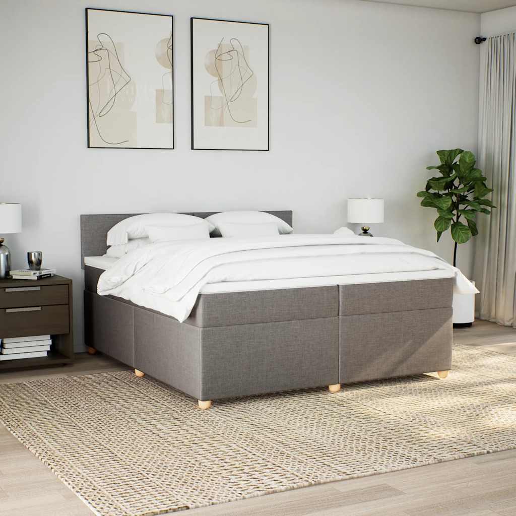 kontinentalseng med madras 200x200 cm stof gråbrun