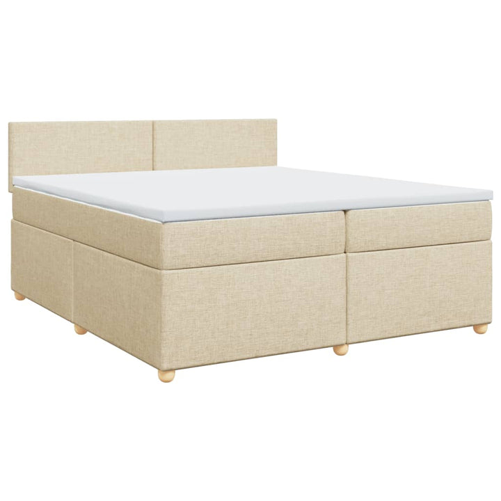 kontinentalseng med madras 200x200 cm stof cremefarvet
